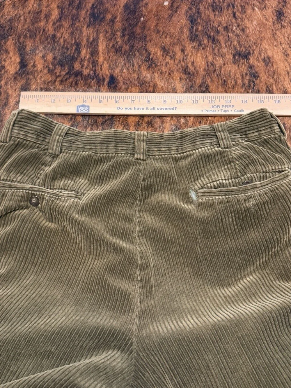 Vintage J Riggings Thick Ribbed Olive Green Corduroy Pants Men 33x34 Cuffed Read